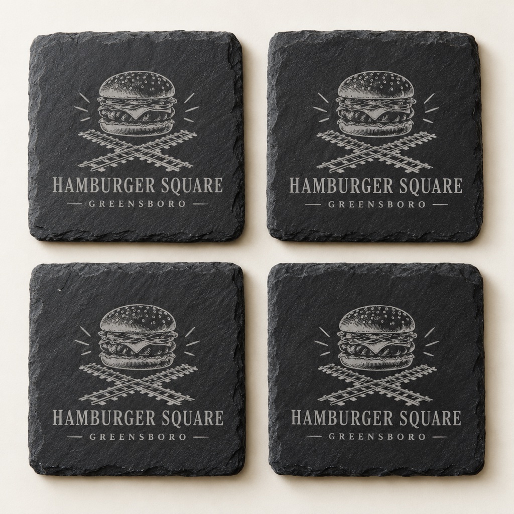 Slate coaster engraving example
