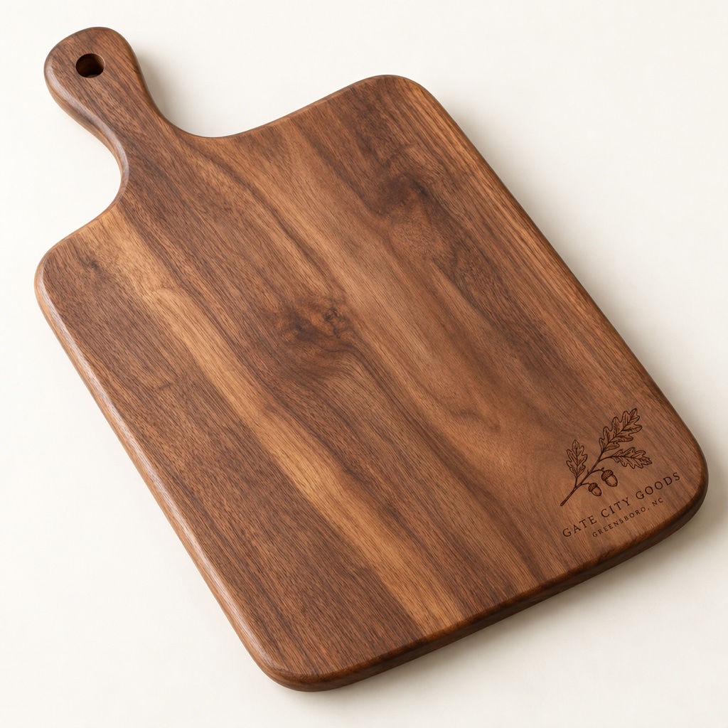Gate City Goods serving board engraving example